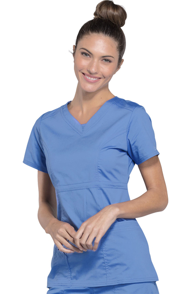 Core Stretch by Cherokee Workwear Women's Empire V-Neck Solid Scrub Top