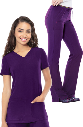 Break On Through by heartsoul Women's V-Neck Scrub Top & Low Rise Scrub Pant Set
