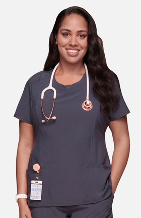 Infinity by Cherokee Women's Split Round Neck Solid Scrub Top