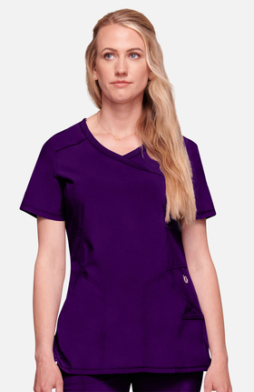 Infinity by Cherokee Women's Mock Wrap Solid Scrub Top