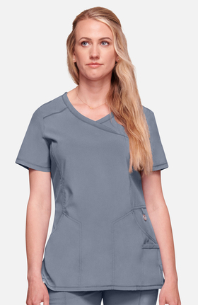 Infinity by Cherokee Women's Mock Wrap Solid Scrub Top