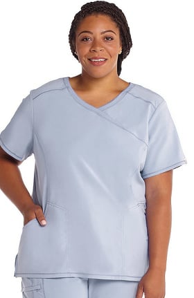Infinity by Cherokee Women's Mock Wrap Solid Scrub Top