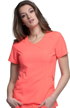 Infinity by Cherokee Women's Mock Wrap Solid Scrub Top