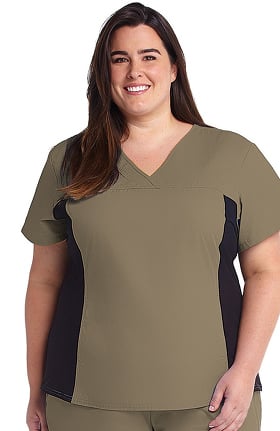 Clearance Flexibles by Cherokee Women's V-Neck with Stretch Side Panels Solid Scrub Top