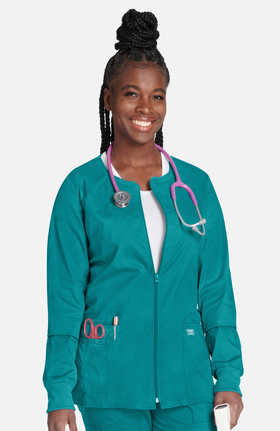 Core Stretch by Cherokee Workwear Women's Warm Up Solid Scrub Jacket