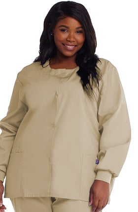 Cherokee Workwear Originals Women's Jewel Neck Warmup Solid Scrub Jacket