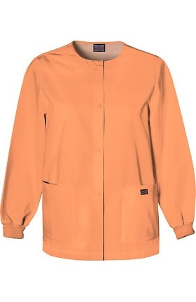 Cherokee Workwear Originals Women's Jewel Neck Warmup Solid Scrub Jacket