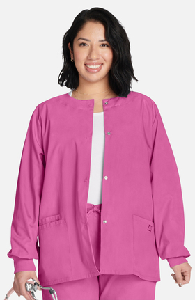 Cherokee Workwear Originals Women's Jewel Neck Warmup Solid Scrub Jacket