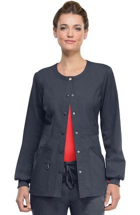 code happy Women's Round Neck Warm Up Scrub Jacket