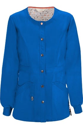 code happy Women's Round Neck Warm Up Scrub Jacket