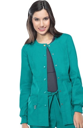 code happy Women's Round Neck Warm Up Scrub Jacket