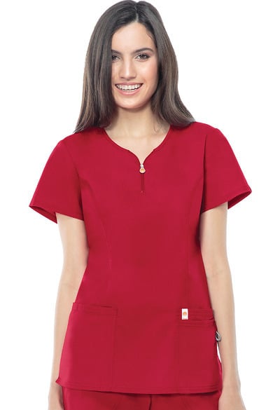 code happy Women's Zip V-Neck Solid Scrub Top | allheart.com