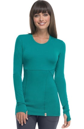 code happy Women's Round Neck Long Sleeve Knit T-Shirt