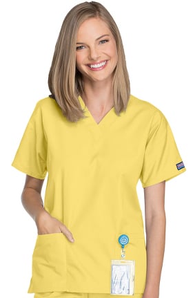 Cherokee Workwear Originals Women's V-Neck 2 Pocket Solid Scrub Top