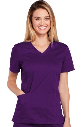 Core Stretch by Cherokee Workwear Women's V-Neck Solid Scrub Top