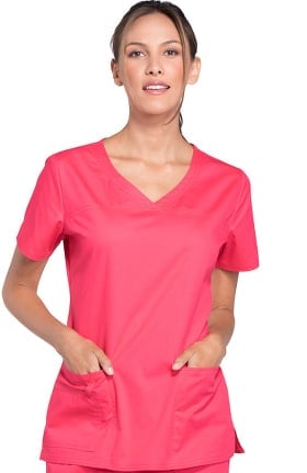 Core Stretch by Cherokee Workwear Women's V-Neck Solid Scrub Top