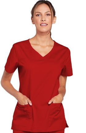 Core Stretch by Cherokee Workwear Women's V-Neck Solid Scrub Top