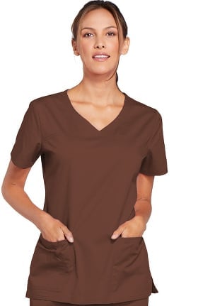 Clearance Core Stretch by Cherokee Workwear Women's V-Neck Yoke Solid Scrub Top