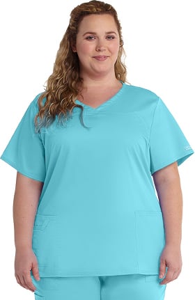 Clearance Core Stretch by Cherokee Workwear Women's V-Neck Yoke Solid Scrub Top