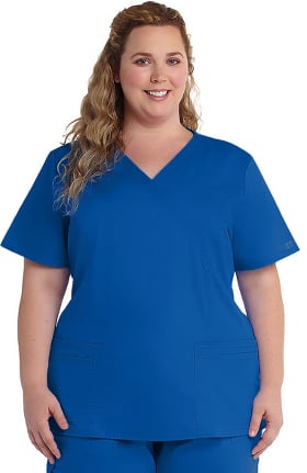 Core Stretch by Cherokee Workwear Women's Mock Wrap Princess Seam Solid Scrub Top