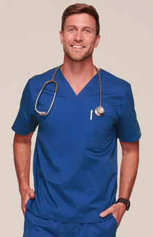 Core Stretch by Cherokee Workwear Men's V-Neck Solid Scrub Top