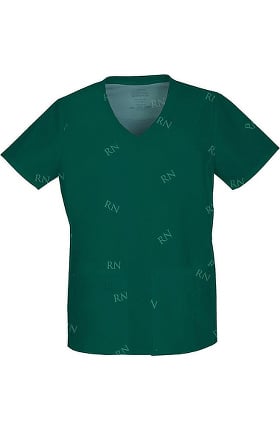 Clearance Core Stretch by Cherokee Workwear Women's V-Neck Logo Print Scrub Top