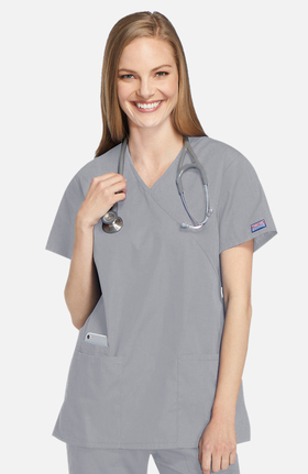 Cherokee Workwear Originals Women's Mock Wrap Tunic Solid Scrub Top