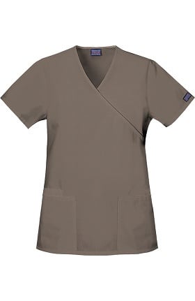 Cherokee Workwear Originals Women's Mock Wrap Tunic Solid Scrub Top
