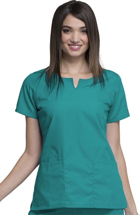 Cherokee Workwear Originals Women's Round Neck Solid Scrub Top