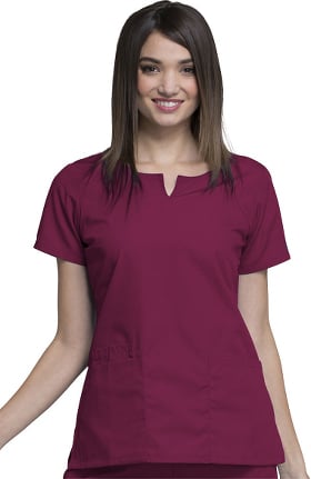 Cherokee Workwear Originals Women's Round Neck Solid Scrub Top