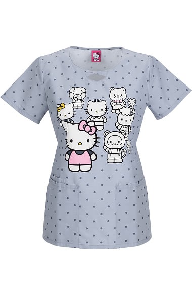 Tooniforms by Cherokee Women's Bow Front Neck Hello Kitty Print Scrub ...