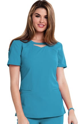 Careisma by Sofia Vergara Women's Audrey Round Neck Solid Scrub Top