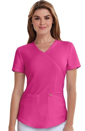 Clearance Careisma by Sofia Vergara Women's Charlize Mock Wrap Solid Scrub Top