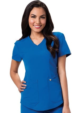 Careisma by Sofia Vergara Women's Charlize Mock Wrap Solid Scrub Top