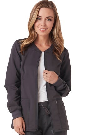 code happy Women's Zip Front Warm-Up Solid Scrub Jacket