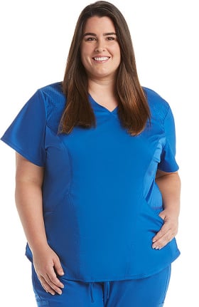 Luxe by Cherokee Women's Mock Wrap Solid Scrub Top