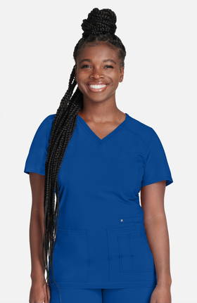 iflex by Cherokee Women's V-Neck Knit Panel Solid Scrub Top