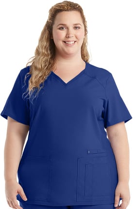 iflex by Cherokee Women's V-Neck Knit Panel Solid Scrub Top