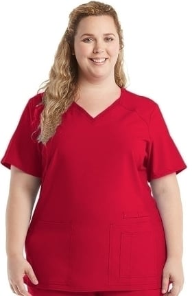 iflex by Cherokee Women's V-Neck Knit Panel Solid Scrub Top