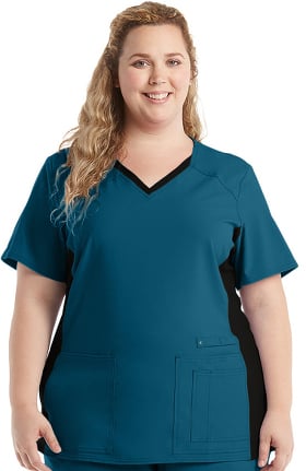 Clearance iflex™ by Cherokee Women's V-Neck Knit Panel Solid Scrub Top