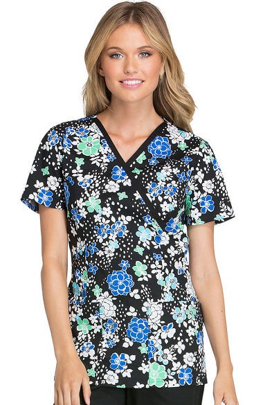 Cherokee Women's Mock Wrap Floral Print Scrub Top | allheart.com