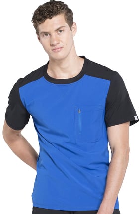 Infinity by Cherokee Men's Crew Neck Colorblock Solid Scrub Top