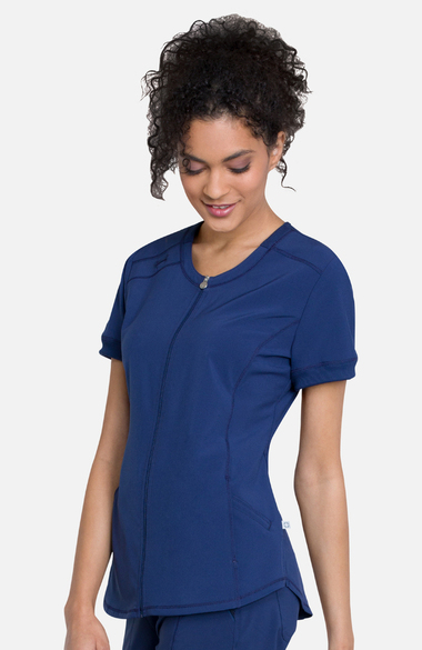 zipper front scrub top