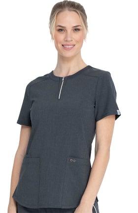 Infinity by Cherokee Women's Zip Front Solid Scrub Top