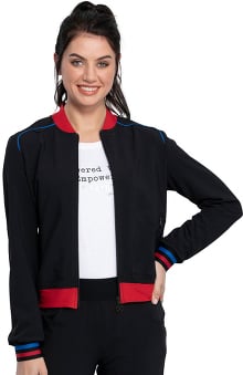 iflex featuring Katie Duke by Cherokee Women's Bomber Solid Scrub Jacket