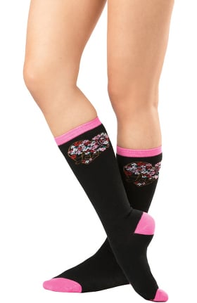 1Pr Pink Ribbon Knee High Sock