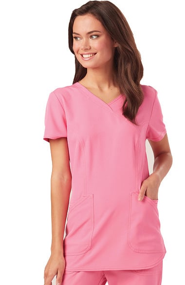 Clearance Break On Through by heartsoul Women's Mock Wrap Solid Scrub Top