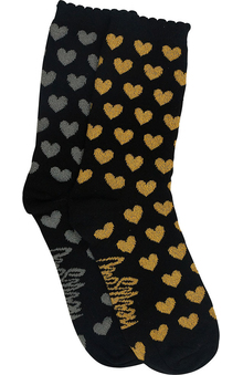 heartsoul Women's Glistening Holiday Print Crew Sock 2 Pack