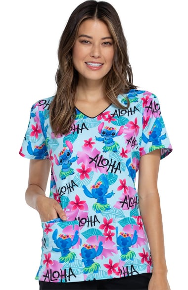 Tooniforms by Cherokee Women's Aloha Stitch Print Scrub Top | allheart