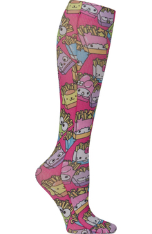Tooniforms by Cherokee Women's Knee High 8-15 Mmhg Friendship Fries Print Compression Sock